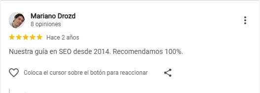 Reseña de Mariano Drozd en Google — SEO Barcelona desde 2014